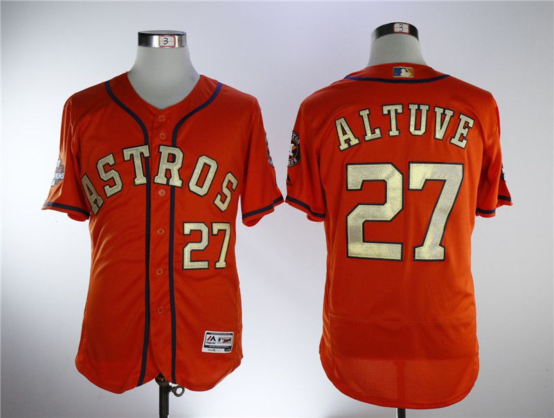 Men Houston Astros #27 Altuve Orange Elite Champion Edition MLB Jerseys
